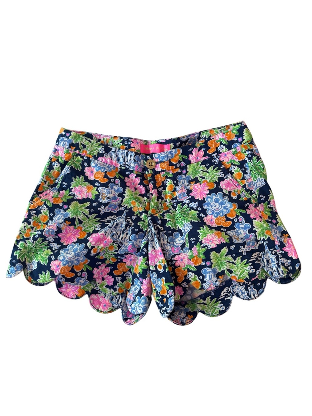 Lilly Pulitzer Disney Navy Multicolor Floral Scallop-Hem Shorts